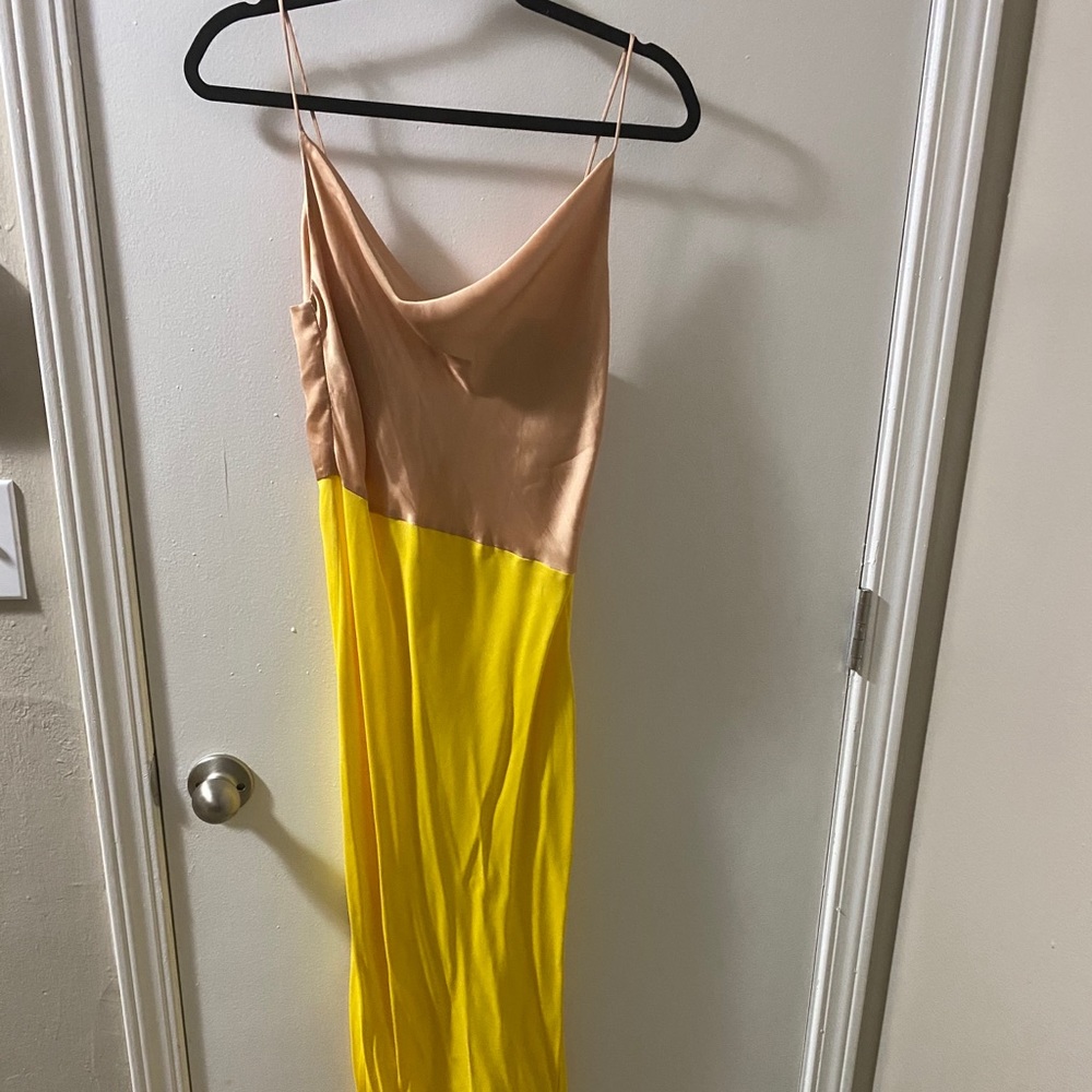 Zara color block yellow and beige cocktail dress - Picture 5 of 6